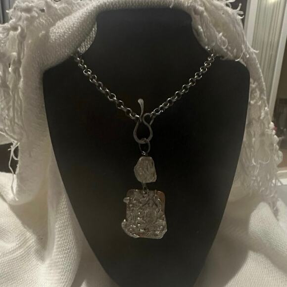 Vintage Look Raw Diamond Stone Necklace - Picture 2 of 5